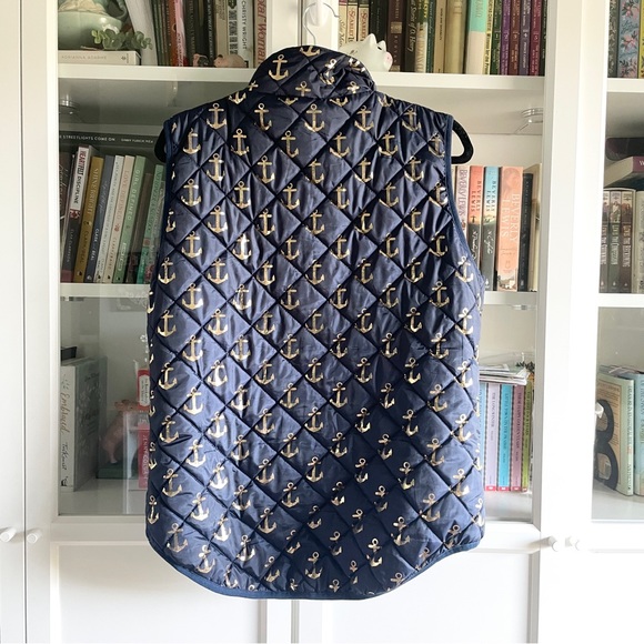 Simply Southern Navy Quilted Puffer Jacket Vest with Metallic Anchors - Picture 7 of 13